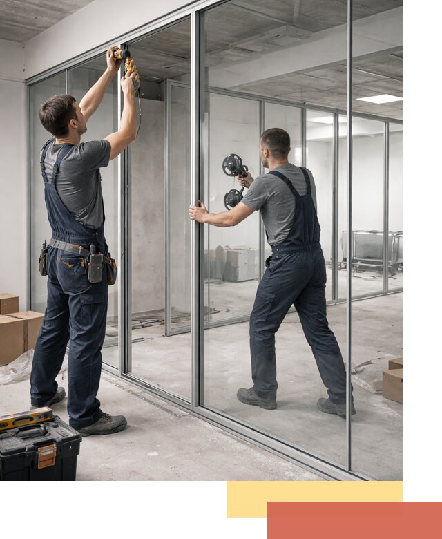 Алюминиевые перегородки со стеклом в Беслане — изготовление и монтаж