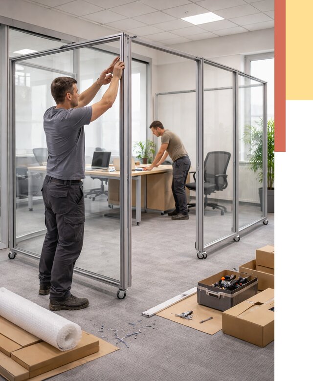 Мобильные офисные перегородки в Беслане от 12658 руб. — установка под ключ | ОТДЕЛОЧНИК-Бсл