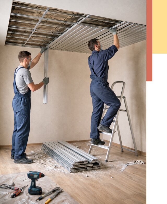 Демонтаж реечного потолка в Беслане от 4557 руб. быстро и недорого | ОТДЕЛОЧНИК-Бсл