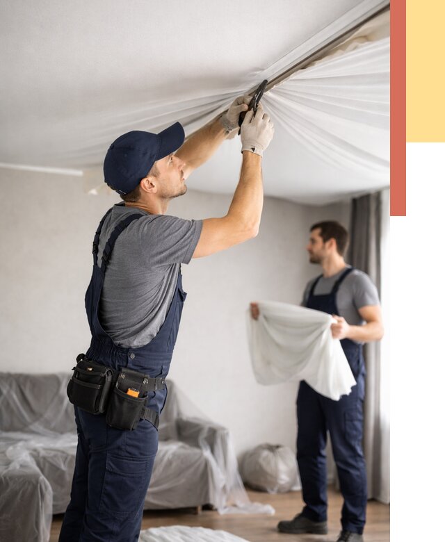 Демонтаж натяжного потолка в Беслане от 4557 руб. — снятие и разбор под ключ | ОТДЕЛОЧНИК-Бсл