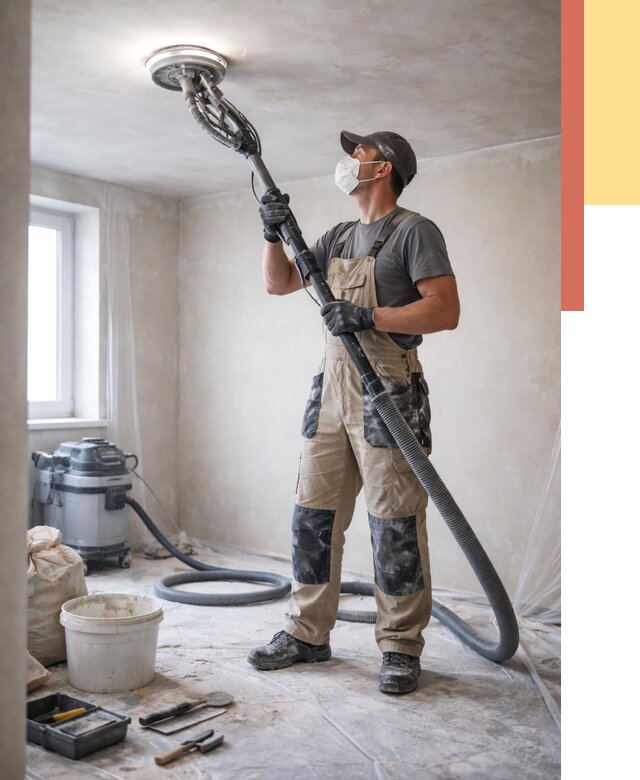 Шлифовка потолка в Беслане от 3544 руб. — услуги шлифования потолка | ОТДЕЛОЧНИК-Бсл