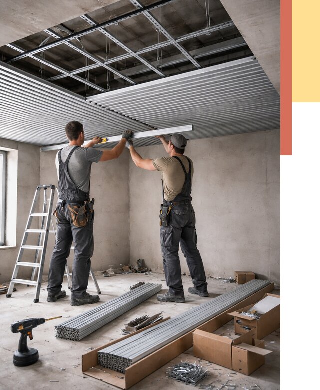 Монтаж реечного потолка в Беслане от 4557 руб. под ключ | ОТДЕЛОЧНИК-Бсл