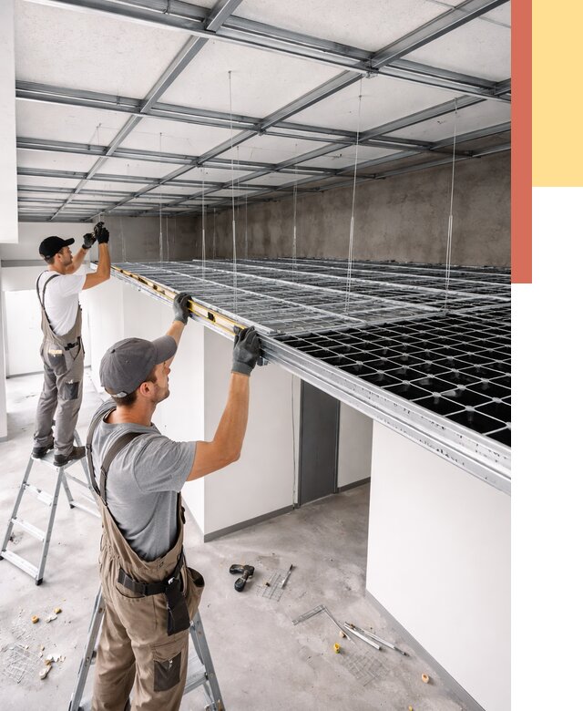 Монтаж потолка грильято в Беслане от 456 руб./м² — быстрая сборка под ключ | ОТДЕЛОЧНИК-Бсл