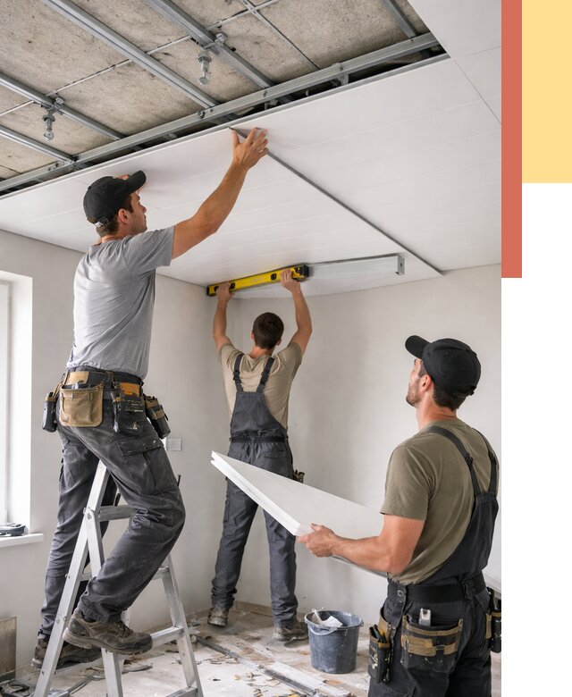 Монтаж потолка из ПВХ панелей в Беслане от 3544 руб./м2 — быстро и недорого | ОТДЕЛОЧНИК-Бсл