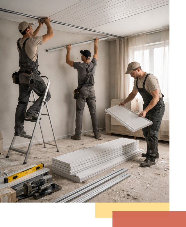 Монтаж потолка из ПВХ панелей в Беслане оперативно и качественно