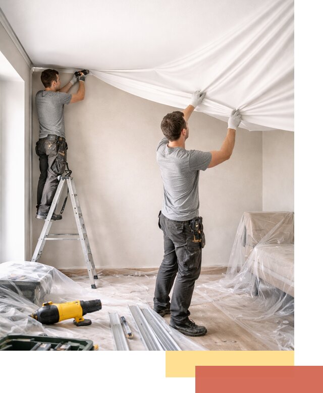 Монтаж тканевого натяжного потолка в Беслане недорого и быстро