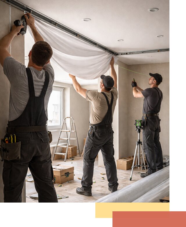 Монтаж парящего натяжного потолка под ключ в Беслане