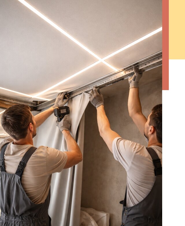 Монтаж натяжного потолка со световыми линиями в Беслане от 1215 руб. | ОТДЕЛОЧНИК-Бсл