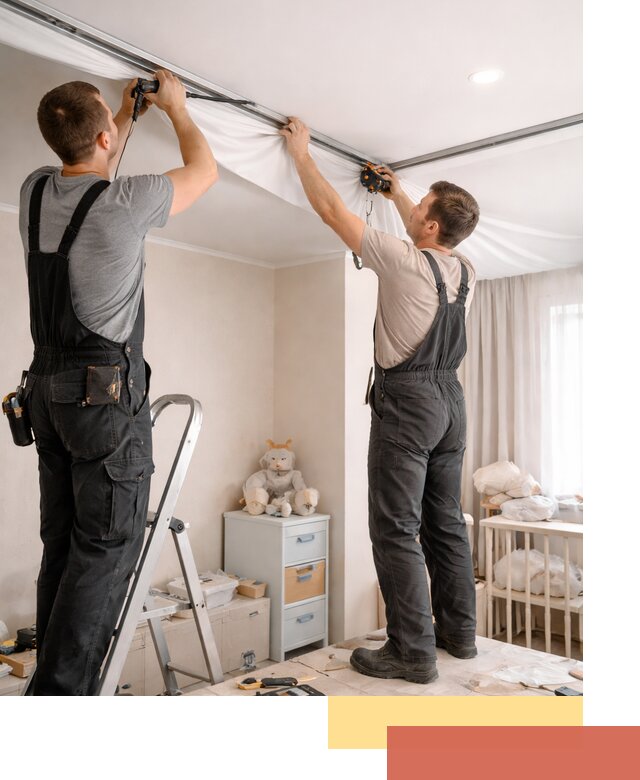 Монтаж натяжного потолка в детской комнате в Беслане