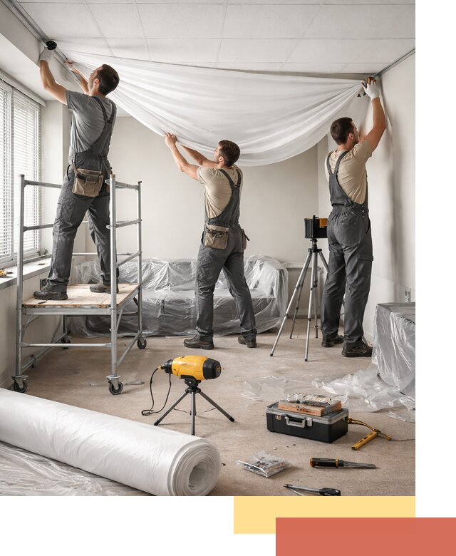 Монтаж натяжного потолка в офисе в Беслане