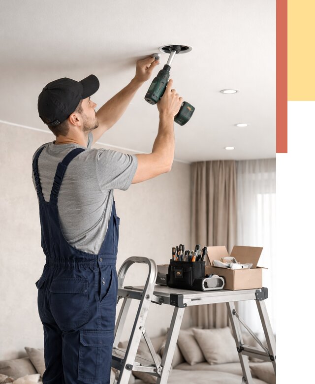 Установка и монтаж точечных светильников в натяжной потолок в Беслане от 1823 руб. | ОТДЕЛОЧНИК-Бсл