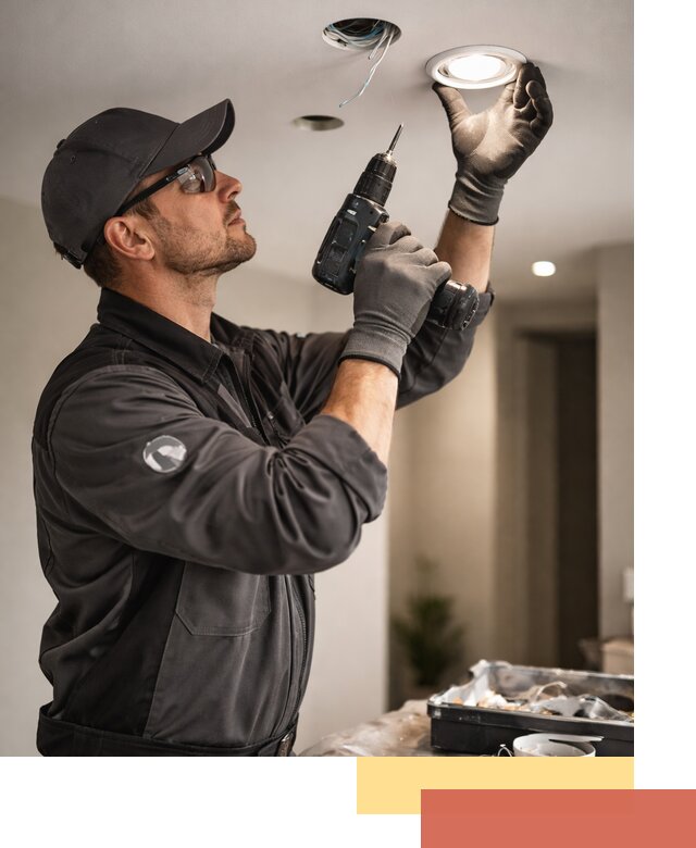 Установка точечных светильников в натяжной потолок в Беслане