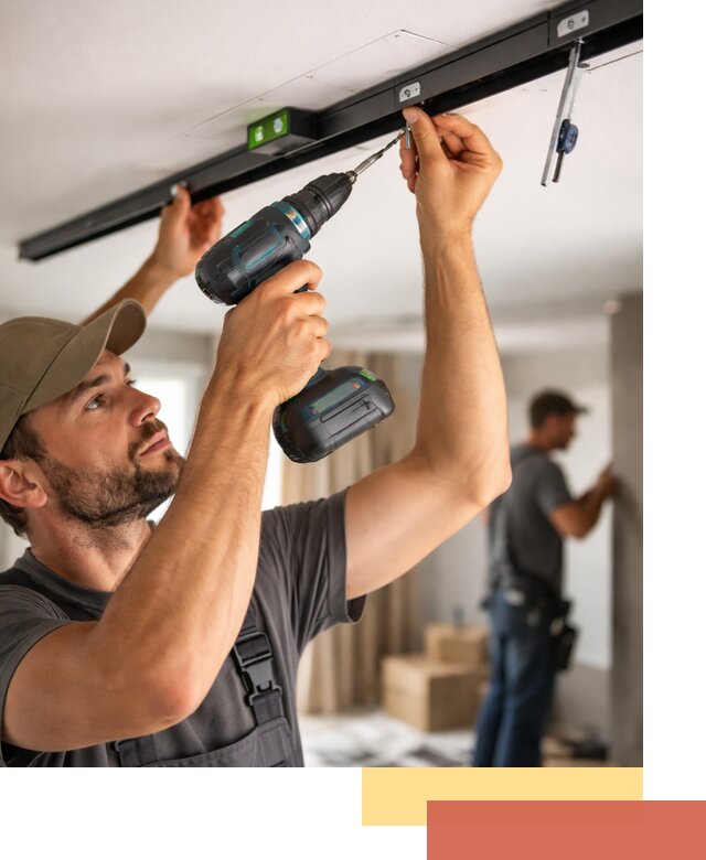 Установка трековых светильников в натяжной потолок в Беслане