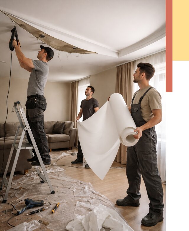 Замена полотна натяжного потолка в Беслане от 9620 руб. быстро и недорого | ОТДЕЛОЧНИК-Бсл