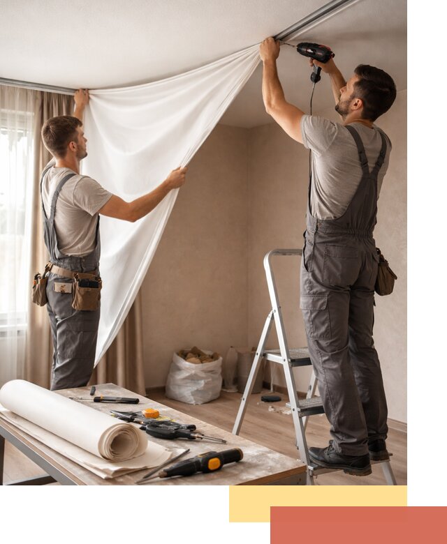 Замена полотна натяжного потолка в Беслане быстро и качественно