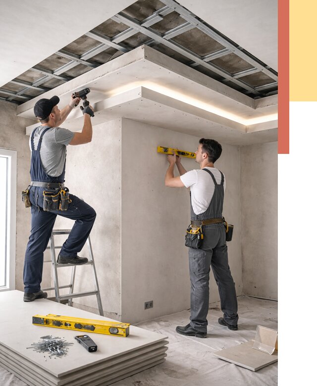 Двухуровневый потолок из гипсокартона в Беслане от 1468 руб. под ключ | ОТДЕЛОЧНИК-Бсл