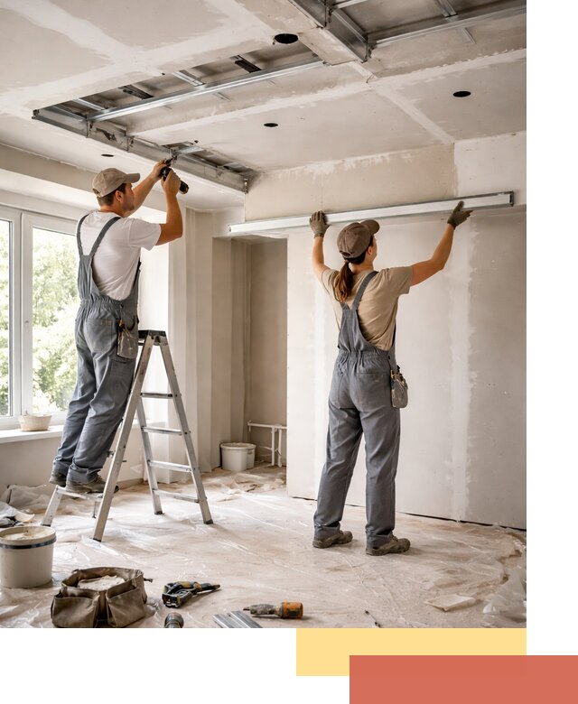 Монтаж многоуровневого потолка из гипсокартона в Беслане