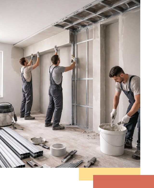 Монтаж потолка из гипсокартона с нишей в Беслане