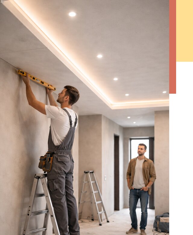 Потолок из гипсокартона с подсветкой в Беслане от 759 руб./м2 под ключ | ОТДЕЛОЧНИК-Бсл