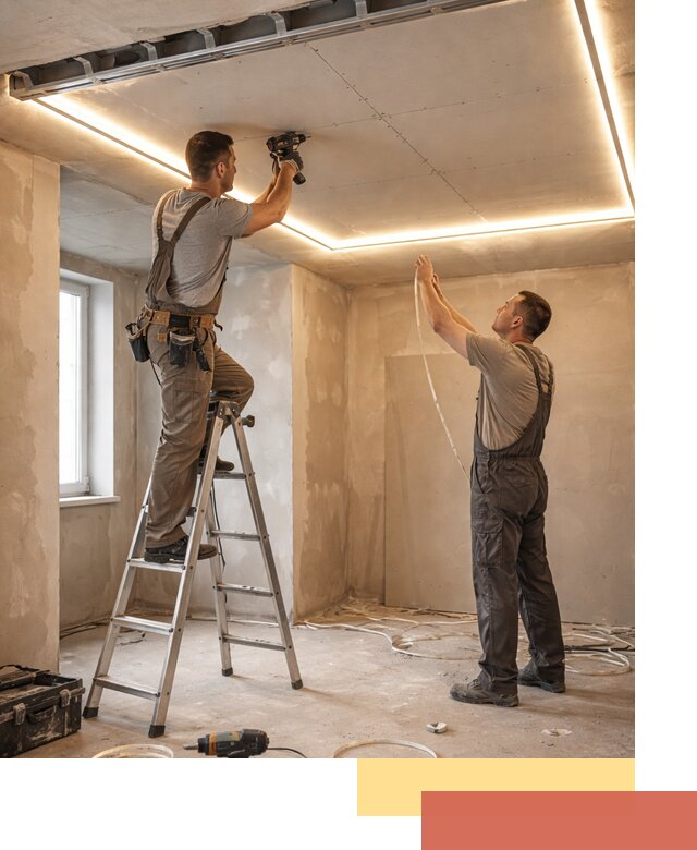 Потолок из гипсокартона с подсветкой в Беслане