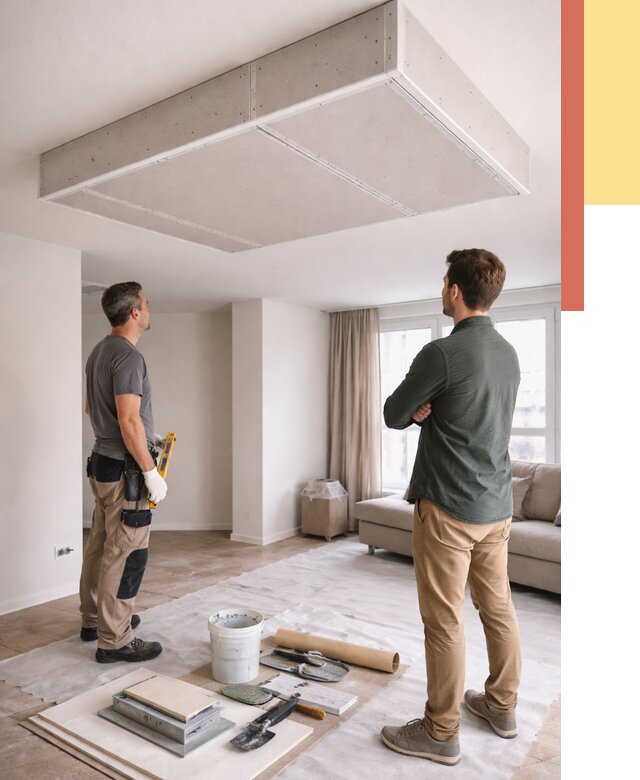 Короб на потолке из гипсокартона в Беслане от 2228 руб. — монтаж и услуги под ключ | ОТДЕЛОЧНИК-Бсл