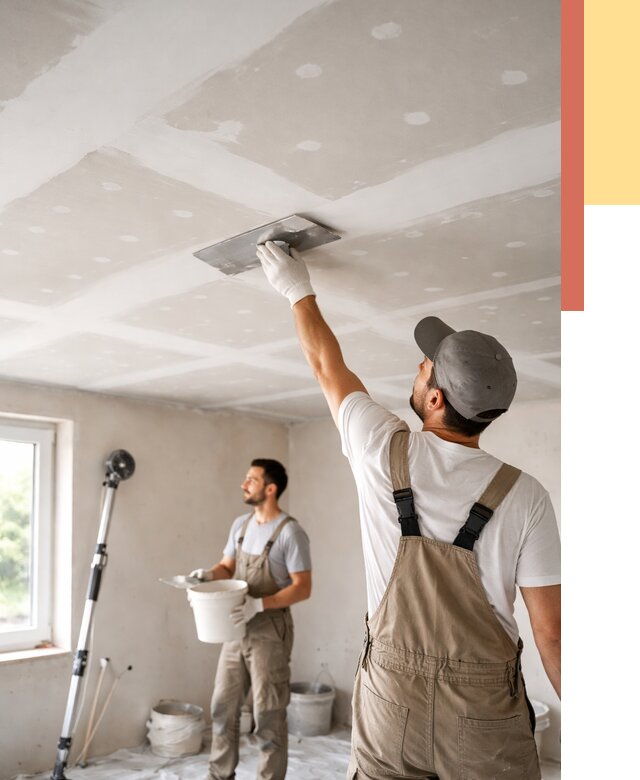 Шпаклевка потолка из гипсокартона в Беслане от 3240 руб./м2 — услуги под ключ | ОТДЕЛОЧНИК-Бсл