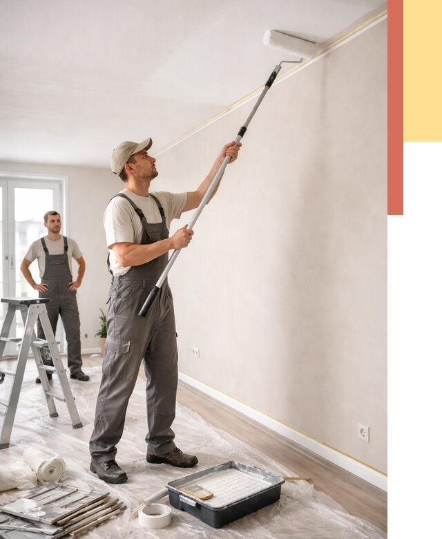 Покраска потолка из гипсокартона в Беслане от 4557 руб./м2 — услуги под ключ | ОТДЕЛОЧНИК-Бсл