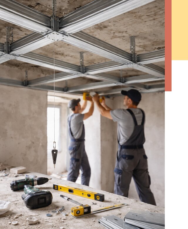Монтаж каркаса потолка из профиля в Беслане от 4557 руб. — услуги ОТДЕЛОЧНИК-Бсл