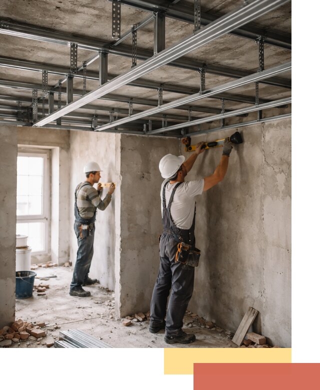 Монтаж каркаса потолка из профильного профиля в Беслане