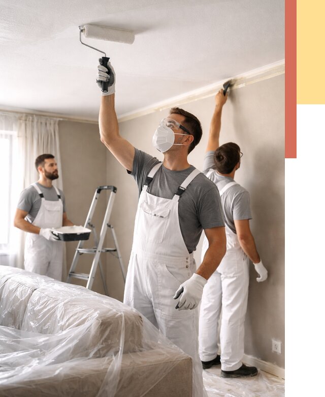 Покраска потолка водоэмельсионной краской в Беслане от 2228 руб/м² — услуги под ключ | ОТДЕЛОЧНИК-Бсл