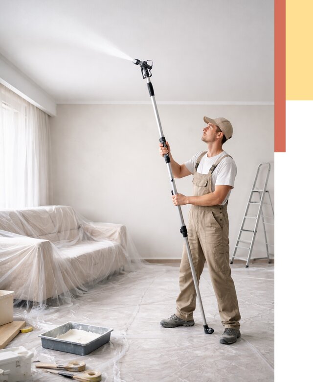 Покраска потолка краскопультом в Беслане от 4557 руб. быстро и недорого | ОТДЕЛОЧНИК-Бсл