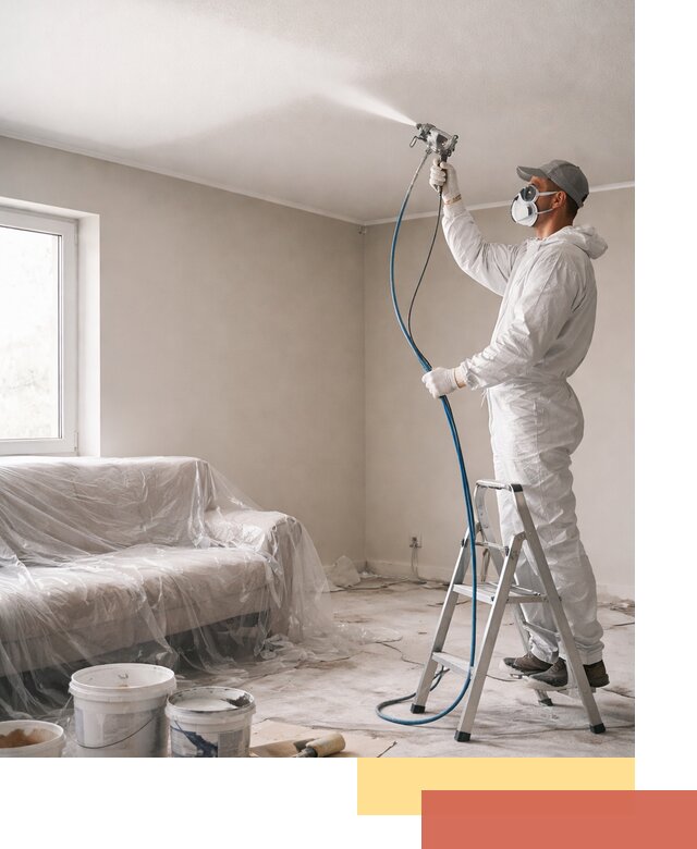 Покраска потолка краскопультом в Беслане быстро и качественно