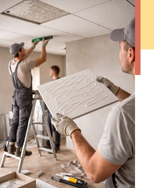 Монтаж потолочной плитки в Беслане от 4557 руб. — быстро и недорого | ОТДЕЛОЧНИК-Бсл