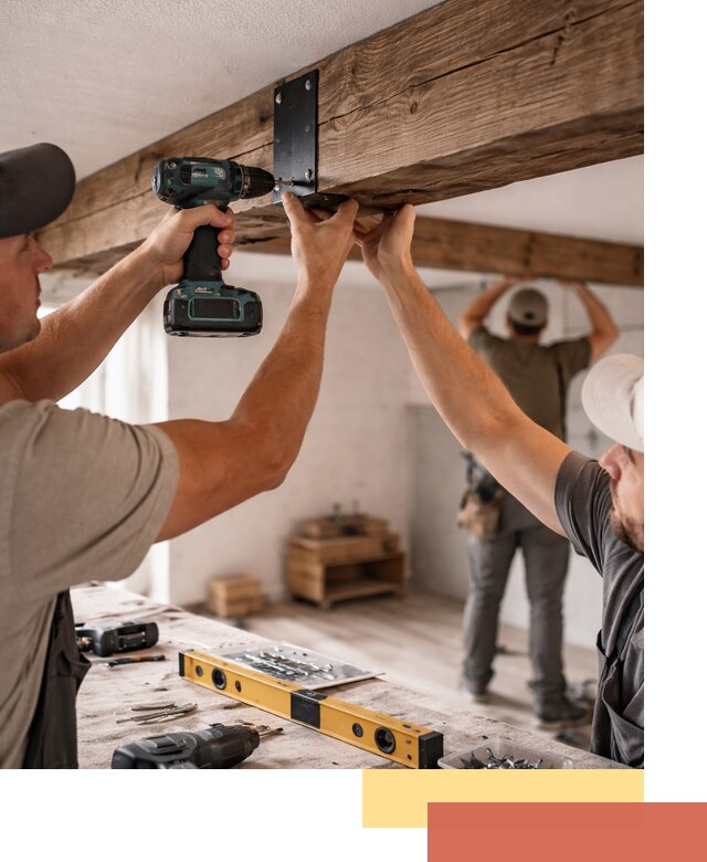 Монтаж декоративных потолочных балок в Беслане