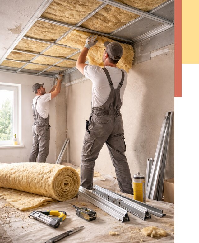 Утепление потолка в Беслане от 7291 руб/м2 — недорого, быстро, под ключ | ОТДЕЛОЧНИК-Бсл